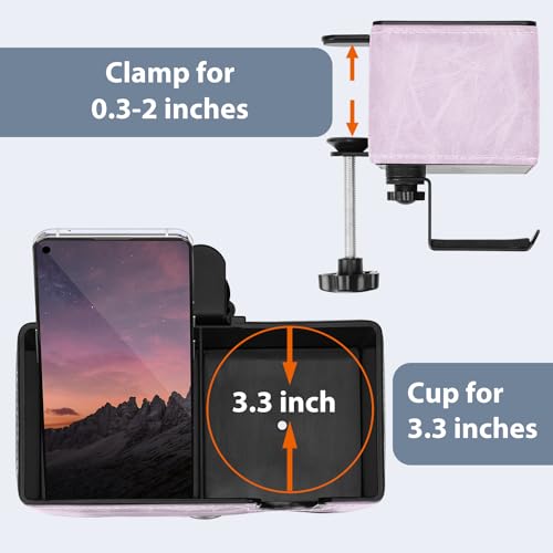 Desk Cup Holder Clip on Pen Holder Headphone Hanger Headset Stand Rotatable Clamp Hook Under Desk (Violet) - color: Violet