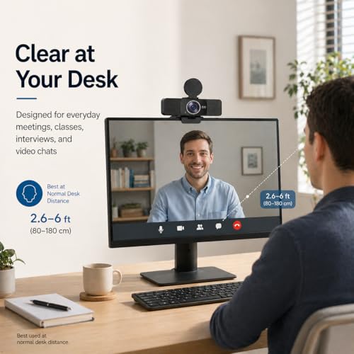 4K Webcam for PC with Dual Microphones,UHD 30fps Web Camera,Autofocus USB Webcam with Privacy Cover,Tripod, Plug & Play Camera for Zoom, Teams, Skype, Streaming, Laptop & Desktop