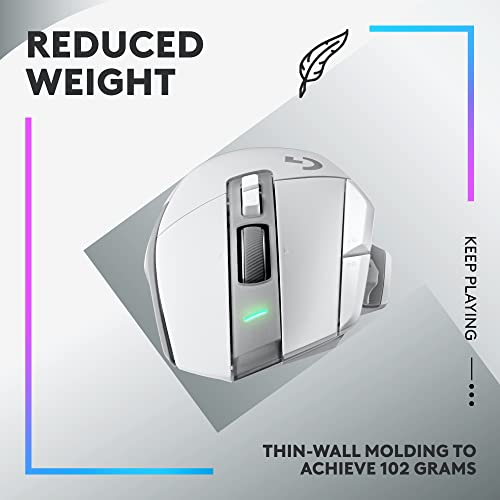 Logitech G502 X Lightspeed Wireless Gaming Mouse - White | Optical Switches, 13 Buttons, <140 hrs Battery, USB-C, Infinite Scroll Toggle, Wireless Charging Capable, for PC/MacOS - color: White, style: Wireless