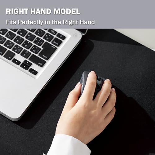 ELECOM Bluetooth Wireless Ergonomic Shape Mouse, Silent Click, Right Hand 2000DPI, 5 Buttons, Optocal Sensor, Compatible with PC, Mac, Laptop, EX-G, Msize Black (M-XGM30BBSKBK) - color: Black, size: Medium