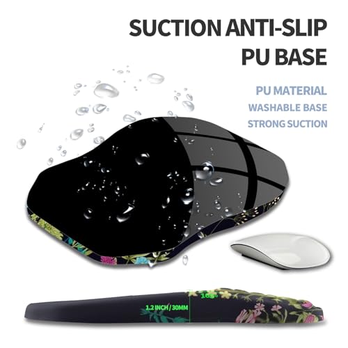 Ergonomic Raised Mouse Pad Wrist Support with Bilateral Slope Memory Foam Mousepad for Wrist Rest and Carpal Tunnel Pain Relief 11.8x7.9〃Midnight Flowers - color: Midnight Flowers