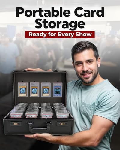 Graded Card Case - Durable PSA Slab Case with Combination Lock - 4 Row Graded Card Storage Box with 8 Foam Inserts - Also Compatible with PSA, GMA, HGA, NGS, SGC, CSG - Holds up to 640 Top Loaders - size: 4 Row