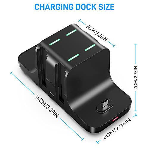 GLDRAM 6 in 1 Switch Charger Dock Station for Nintendo Switch & OLED & Lite, Charging Dock Storage Stand for Nintendo Switch JoyCon and Pro Controller with USB C Charging Cable, Black