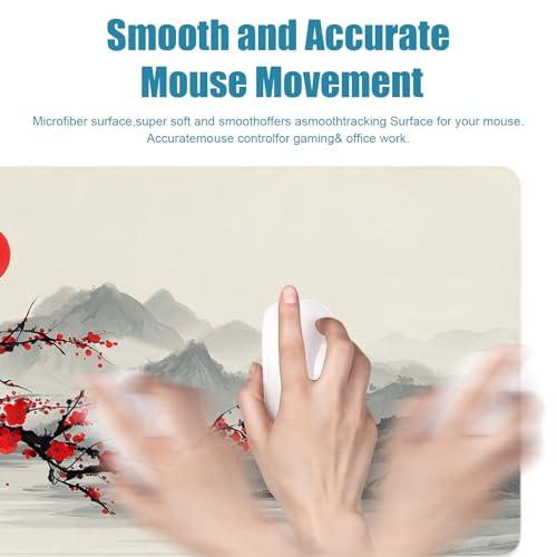 Japanese Large Gaming Mouse Pad, Desk Mat, XL Extended Mousepad with Non-Slip Rubber Base, Big Computer Keyboard Mat for Gamers, Office&Home, 31.5x11.8in, Plum Blossom - color: Plum Blossom