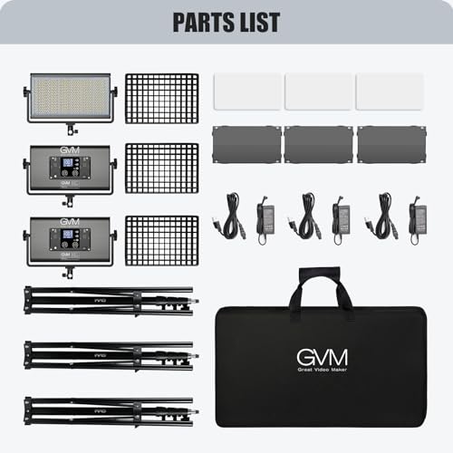 GVM 1500D RGB LED Video Light with Softbox, 75W Video Lighting Kit with Bluetooth Control, 3 Packs Led Panel Light for Photography, YouTube Studio, Broadcasting, 18 Kinds Lighting Scene - size: 1500D3LKIT