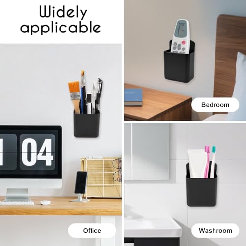 2 PCS Remote Control Holder Wall Mount, TV Remote Control Holder, Self Adhesive Pen Holder Organizers and Accessories for Home Office School (4, Black-4Pcs) - color: Set of 4-Black