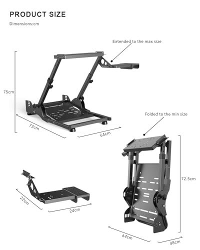 PXN Steering Wheel Stand – A10 Foldable&Adjustable Racing Wheel Stand | 23 lb Heavy-Duty Frame, Sim Racing Cockpit, Universal Fit for V10/V99/VD4/VD6, G29/G920/G923, R3/R5, T248, DD Pro &More