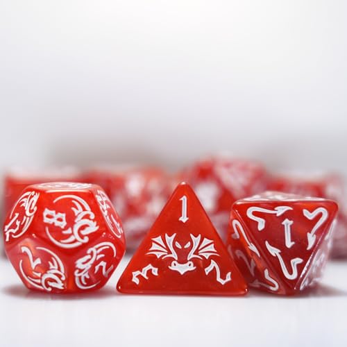 generic dice Set for Dungeon and Dragons D&D MTG 7-Die RPG Polyhedral Dice,D20 D12 D10 D8 D6 D4 D% (Red) - color: Red