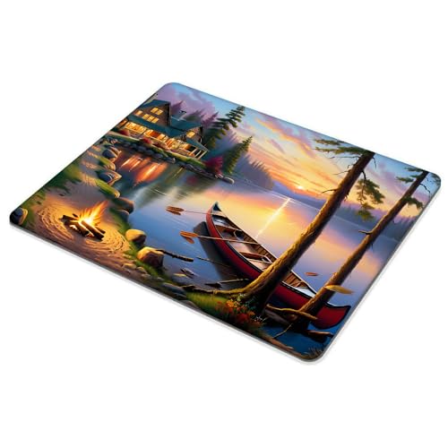 Square Mouse Pad Canoe Lake,Gaming Mouse Pads for Desk,Soft Computer Waterproof Non-Slip Mouse Mat - color: Canoe Lake