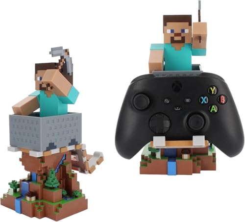 Exquisite Gaming Minecraft Steve Cable Guys Controller Holder & Phone Stand, 8.5 in Collectible