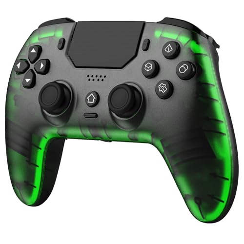 BETMI Wireless Controller for PS-5, Pro/Slim/PC (Black/Clear) | Hall Effect Joystick & Trigger/Macro/Turbo/RGB Light/3.5mm TRRS Audio Jack/Speaker/Mic/Mute Button/6-Axis Gyro/Dual Vibration