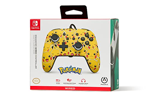 PowerA Enhanced Nintendo Switch and Switch 2 Wired Controller - Pikachu Moods, Gamepad, game controller, wired controller, officially licensed - color: Pikachu Moods