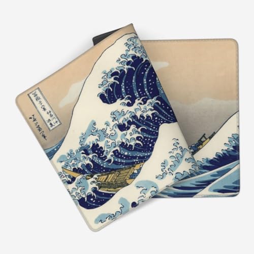 Playmat for MTG Card Game TCG Board Game Trading Card Game Play Mat CCG Mat Desk Pad Stitched Edges Rubber Base Smooth Surface Japanese Ink Painting Wave 23.5x13.7in