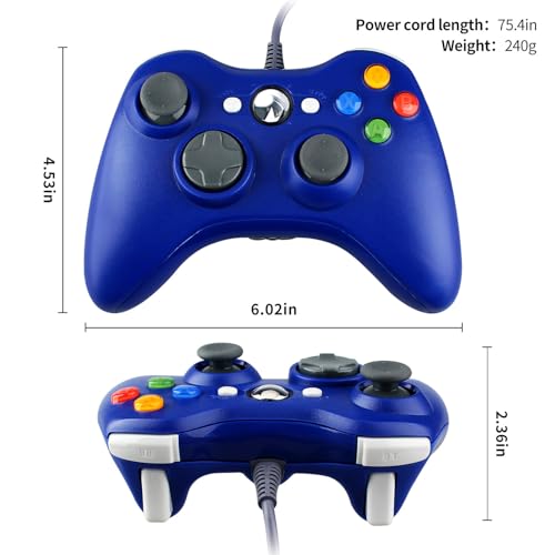 OSTENT Wired USB Controller Gamepad Joystick for Microsoft Xbox 360 Console Windows PC Laptop Computer Video Game Color Blue - color: Blue