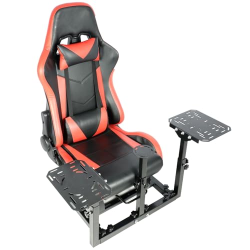 Gazzyt Flight Simulator Cockpit with Red Race Seat Compatible with Logitech X52, for Thrustmaster,for Hotas Honeycomb Warthog,Not Included Throttle and Joystick