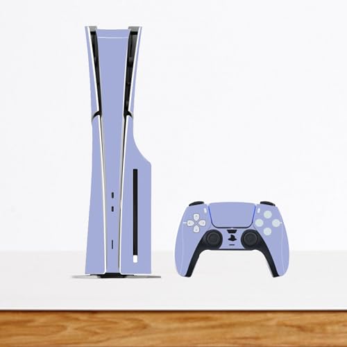 Solid Color Skin Wrap Compatible with PS5 Slim Disc Edition (Light Purple) | Console Cover Protective Sticker, Game Controller Vinyl Wrap - color: Light Purple