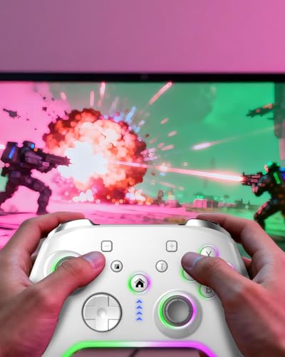 Bcofo Wireless Mobile Gaming Controller for iPhone/Android/Switch/Laptop, Wired Control for PC/Steam, Programmable Game Gamepad with Phone Clip for Gamer, with RGB Lighting/Turbo/Vibration (Gray) - color: Gray