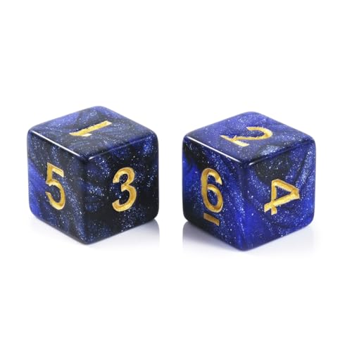 10 Pieces Polyhedral Dice Set D6 Dice 16mm Acrylic 6 Sided Dice Game Dice for Dungeons and Dragons RPG MTG DND Dice Table Games (Starry Blue Black) - color: Starry Blue Black