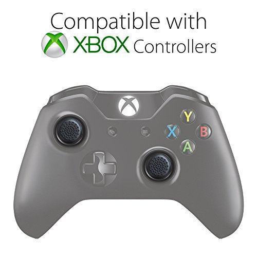 Fosmon Performance Thumb Grips for Xbox Gaming Controller, Black - 4 Pack | Premium Rubber Controller Caps Compatible With Xbox One, One X/S, Elite, and Series X/S. Enhanced Precision and Comfort