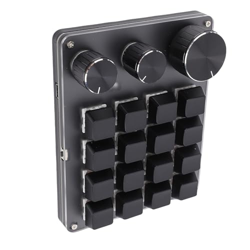 Macro Pad, Macro Keyboard, Programmable Keypad Customized, 16 Key Mini Mechanical Gaming Keyboard, One Handed, Wired for W OS X (Black) - color: Black