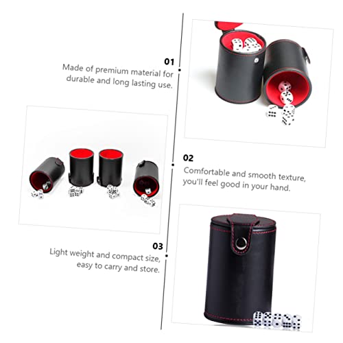 KOMBIUDA Leather Dice Cup Set Lid Double-Layer PU Leather Shaking Dice Container for and Board Games Portable Storage Cup for Game Players