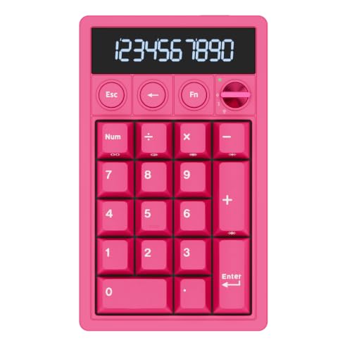 RK ROYAL KLUDGE M20 Wireless Number Pad, Mechanical Numpad with LCD Display, PC Numpad & Calculator Modes, Programmable Numeric Keypad, Bluetooth/2.4G/Wired, RGB Hot-Swappable for Win/Mac - color: Cherry