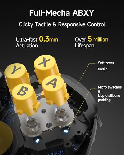 EasySMX S10C Wireless Switch 2 Pro Controller, Hall Effect Joysticks, HD Rumble, Instant Wake-Up, Motion Control, Back Buttons, Turbo, C Button for Switch 2/Switch/PC/iOS/Android - color: Black