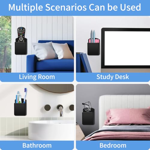 2 Pcs Remote Control Holder Wall Mount,TV Remote Holder for Home(Black) | Wall mount storage box organizer,self adhesive remote holder for home,office,bedroom,school