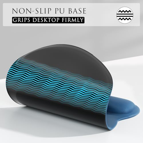 MROCO Ergonomic Mouse Pad with Gel Wrist Rest, 9.4 x 8.1 in, Navy Blue | Ergonomic Shape Design, Multiple Pattern Options, Gel Wrist Comfort, Smooth Lycra Surface, Non-Slip PU Base - color: Navy Blue