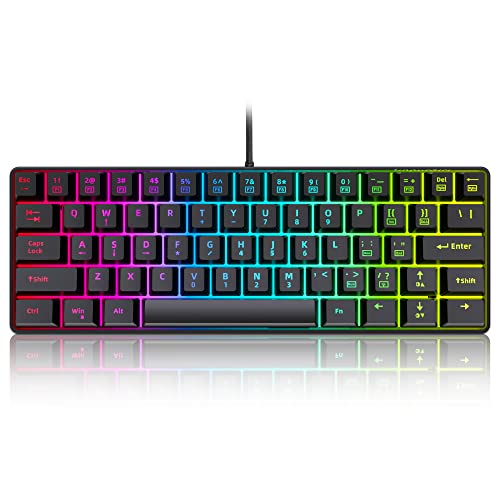 Snpurdiri 60% Gaming Keyboard,RGB Compact Small Wired Office Membrane Keyboard for Windows Laptop PC Mac - Black