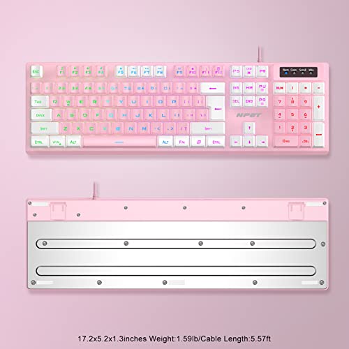 NPET K10 Wired Gaming Keyboard, RGB Backlit, Spill-Resistant Design, Multimedia Keys, Quiet Silent USB Membrane Keyboard for Desktop, Computer, PC(Lotus)