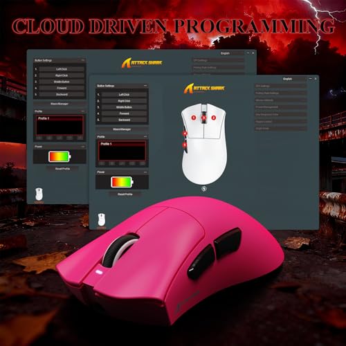 MAMBASNAKE ATTACK SHARK V3 PRO 62g Superlight Wireless Gaming Mouse,RGB Magnetic Charging Dock,BK52820 Tri-Mode BT/2.4G Wireless/Wired Mouse,25000DPI,500mAh,5 Programmable Buttons for Pc/Mac,Berry Red - color: Berry Red