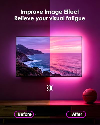 VOLIVO LED Lights for TV, 16.4ft RGB TV Backlight for 45-75 Inch TVs, Bluetooth APP & 20-Key Remote Control, Music Sync 5050 RGB LED Strip Lights USB Powered, Ambient Lighting for Bedroom Gaming Room - size: 16.4FT for 45"-75" TV