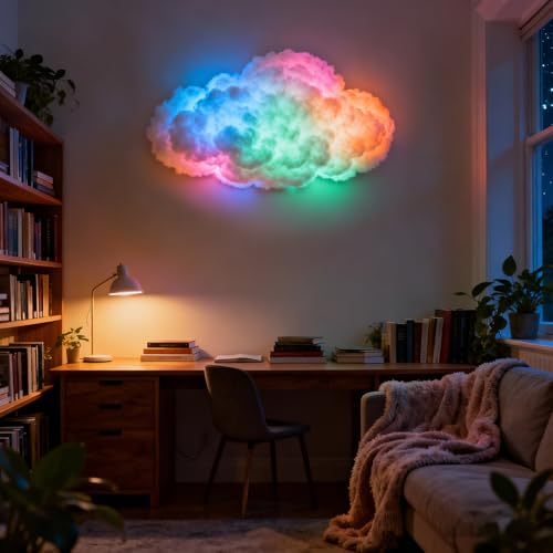 STHF DIY USB-Powered Thundercloud LED Light Decor | 3D Shapable Clouds Lamp, Unique Room Decor & Night Light for Bedroom, Gaming Room, Ceiling Ambiance & Party (8-Meter Cloud) - size: 8-meter cloud