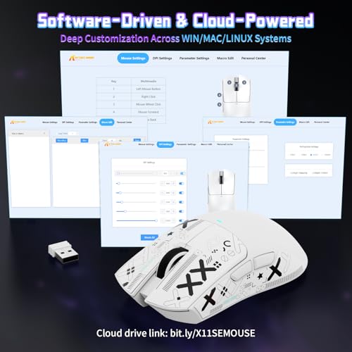 ATTACK SHARK X11SE Wireless Gaming Mouse, 59g Lightweight, White&Tape | Bluetooth/2.4Ghz Wireless/Wired Connectivity, 22K DPI, PixArt PAW3311 Gaming Sensor, 1K Polling Gamer Mice for PC/Mac - color: White&Tape