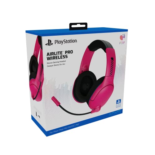 PDP AIRLITE Pro Wireless Stereo Gaming Headset, Officially Licensed by Sony PlayStation 5, PS5/PS4/PS3/PC, Lightweight Durable 40 Foot Connection, Noise-canceling Flip-to-Mute Mic, Cosmic Red - color: Red, style: Wireless