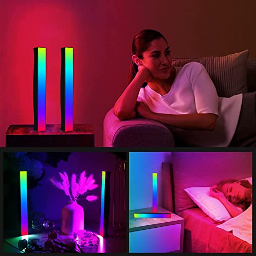 Battery Powered Rhythm Light Bar, RGB Sound Control Pickup Rhythm Lights, APP Control 32 Bit Music Level LED Lights, USB Rechargeable Voice Activated Atmosphere Light for Game Car TV DJ Studio - 2Pcs