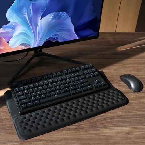Computer Keyboard Stand with Wrist Rest, Ergonomic Tilted Keyboard Holder - Keyboard Riser with Wrist Pad - Keyboard Tray Support for Office Home - Black - color: Keyboard Stand - Black
