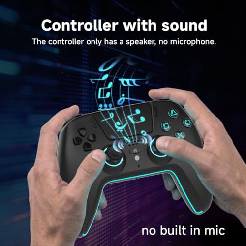 ASRVA Black Wireless Pro Controller for PS5, Hall Effect Joystick No Drift, 2 Back Paddles, Macro, Gyro, 1000mAh, RGB, Compatible with PS5/Pro/Slim/PC/iOS/Android - color: Black