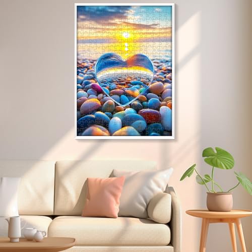 300 Piece Puzzles for Adult, Beach Love Pebbles Jigsaw Puzzles - style: Love Cobblestone