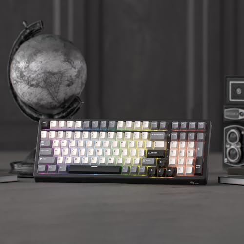 RK ROYAL KLUDGE F99 Wireless Mechanical Keyboard with Numper Pad, Tri-Mode Hot Swappable 95%100 Keys Gaming Keyboard BT/2.4G/USB-C, Pro Software, 5000mAh Battery, Customed Linear Creamy Switches - color: Knight Black, size: Linear Cream Switch