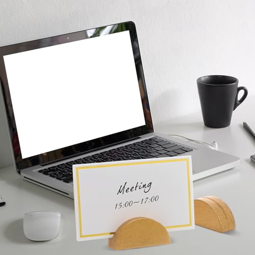 Colingmill 24 Pcs Wooden Table Number Stands with Tented Cards,Gold, White | Wedding Table Name Holder Semicircular Design Place Card Holders for Retail Shop Wedding Party Events - color: Gold, White