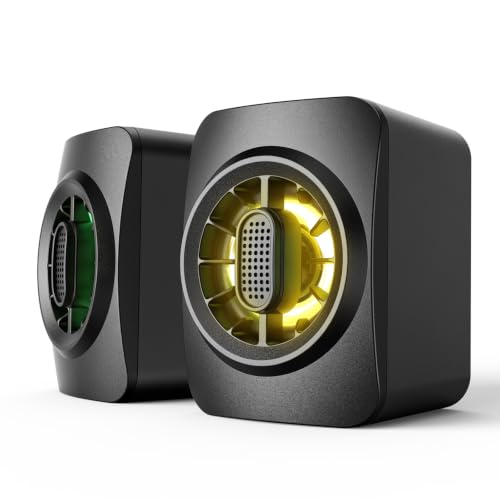 OFFSIR Computer Speakers,RGB PC Speakers, USB Powered 3.5mm Aux Speaker for Desktop, PC, Laptop, Tablet - Small Computer Speakers | Clear Sound & 7-Color Dynamic Lighting