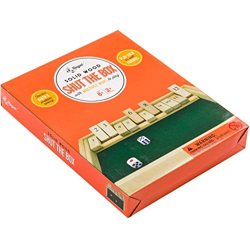 Regal Games Shut The Box - Fun Table Math Game with Wooden Board for Adults & Kids - 12 Spots Dice Game with 2+ Player Games - Ideal for Game Night, Travel - (Ages 8+)