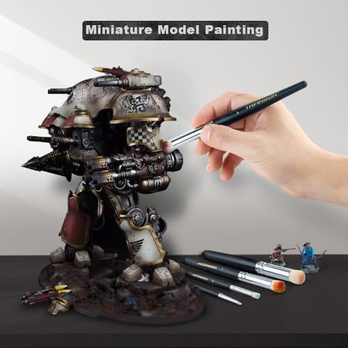 Transon 8pcs Miniature Painting Dry Brush Set with 5 Drybrushes and 3 Small Detail Brushes for Model Making and Miniature Model Painting - size: 8 PCS