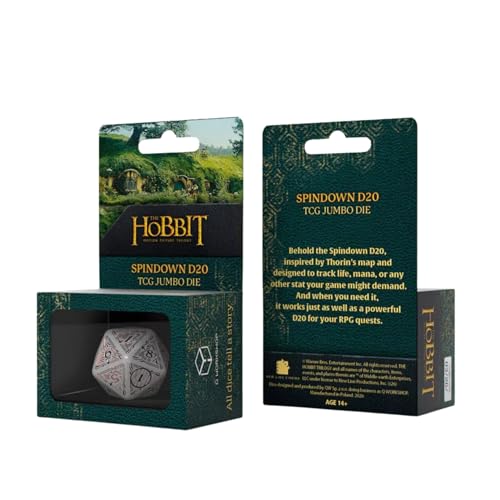 The Hobbit Jumbo Spindown D20 Radiant Die by Q-Workshop | Large Middle-Earth Inspired Life Counter, Premium Engraved Map Design | Easy-Read Numbers | Durable Gaming Dice for TCGs, RPGs & Tabletop Play