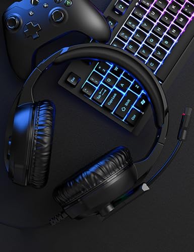 ZIUMIER Wired Gaming Headset for PC, PS5, PS4, Xbox Series X|S | Noise Canceling Microphone, LED RGB Light, 50mm Driver, 3.5mm Audio Jack, Soft Memory Foam, Multi-Platform Headphones - color: Black
