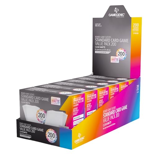 Gamegenic Matte Sleeves Standard Card Game-Size Value Pack 200 – 100 Micron Non-Glare Card Protectors, 200 Count Bulk Set, Anti-Reflection for TCG and Board Games