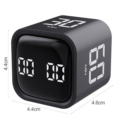 Productivity Cube Timer, Time Management, Gravity Sensor Flipping LED Display 4 Preset Time Dual Modes Time Management Countdown Cooking Student Study Mini Digital Timer Black - color: Black