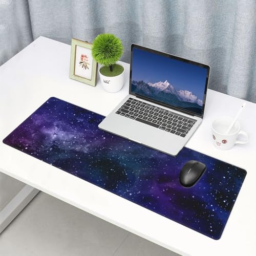 Purple Galaxy Nubula Large Gaming Mouse Pad Desk Mat, Extended Keyboard Mouse Pad Mousepad with Non-Slip Base and Stitched Edge Mouse Mat Desk Pad Mouse Pads for Desk Home Office, 31.5 x 11.8 - color: Purple Galaxy 03
